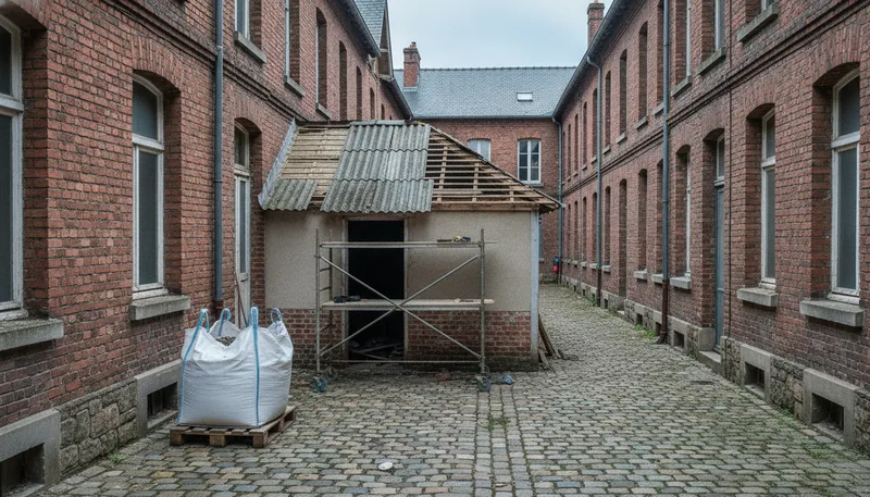 Toiture de dépendance sur une maison de cheminots, Montigny-lès-Metz, quartier du Blory